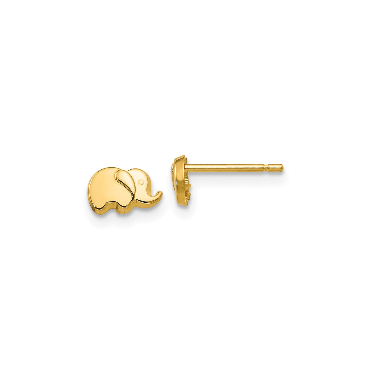 14k Yellow Gold Elephant Stud Earrings, Minimalist Animal Jewelry for Women