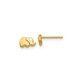 14k Yellow Gold Elephant Stud Earrings, Minimalist Animal Jewelry for Women