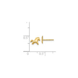 14k Yellow Gold Horse Stud Earrings, Playful Pony Design for Girls and Women