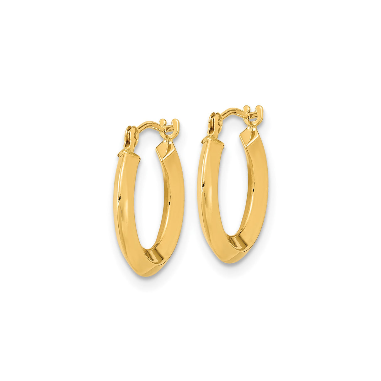 14k Yellow Gold Hoop Earrings, Polished Round Design with Hinged Backing, Minimal Modern Style