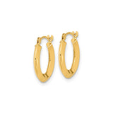 14k Yellow Gold Hoop Earrings, Polished Round Design with Hinged Backing, Minimal Modern Style