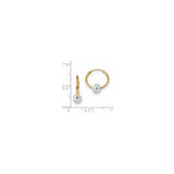 14k Yellow Gold Hoop Earrings with Pavé Crystal Ball Charm, Lightweight Modern Design