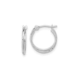 14k White Gold Hoop Earrings, Double Hoop Design with Polished Finish, Lightweight Style for Women