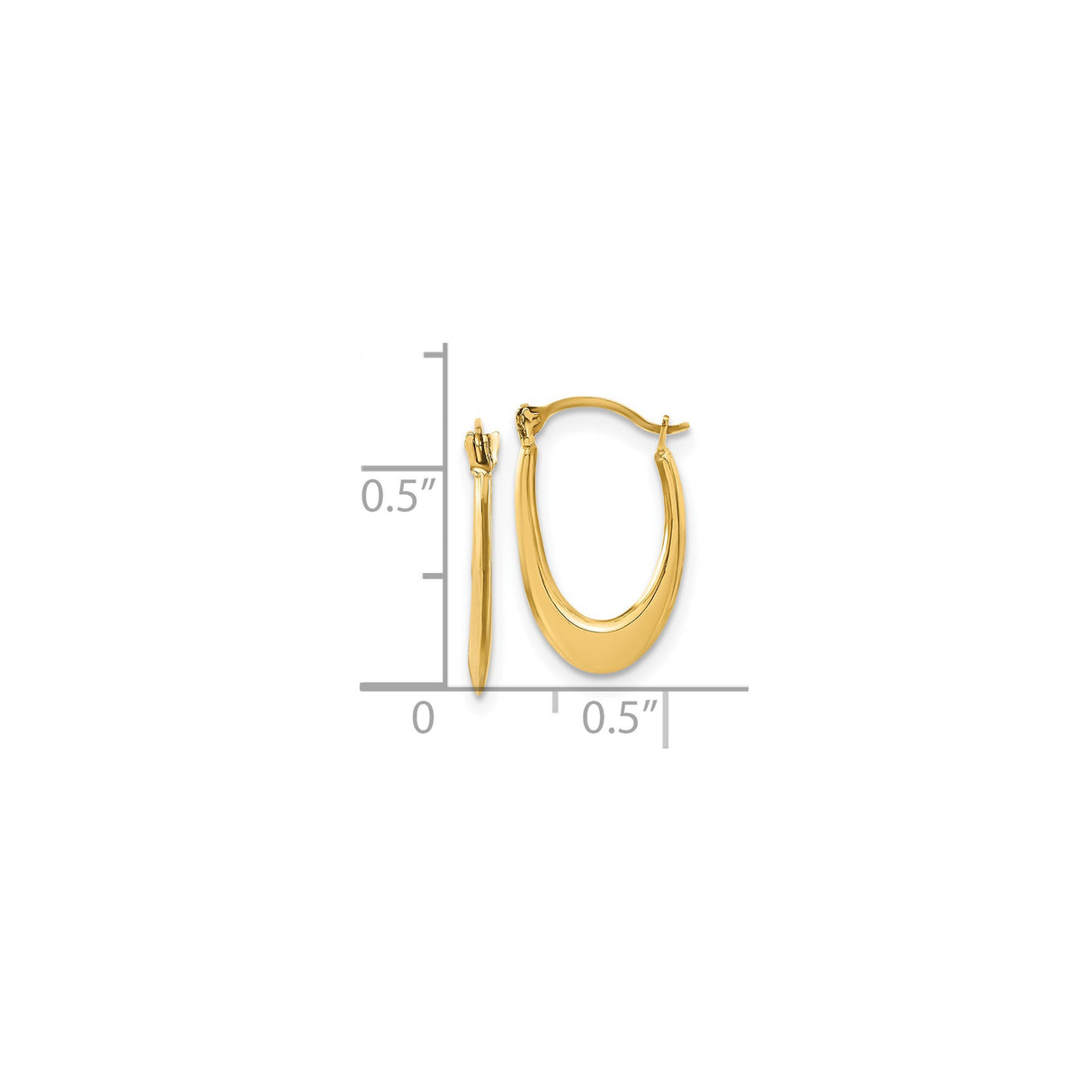 14k Yellow Gold Hoop Earrings, Elongated Oval Twist Design, Polished Modern Minimalist Style