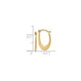 14k Yellow Gold Hoop Earrings, Elongated Oval Twist Design, Polished Modern Minimalist Style