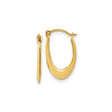 14k Yellow Gold Hoop Earrings, Elongated Oval Twist Design, Polished Modern Minimalist Style