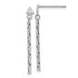 14k White Gold Dangle Earrings with Twisted Bar Drops and Triangle Stud Tops