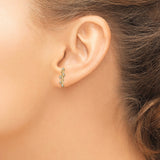 14k Yellow Gold Ear Climbers with Cubic Zirconia, Curved Vine Design for Women