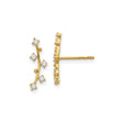 14k Yellow Gold Ear Climbers with Cubic Zirconia, Curved Vine Design for Women