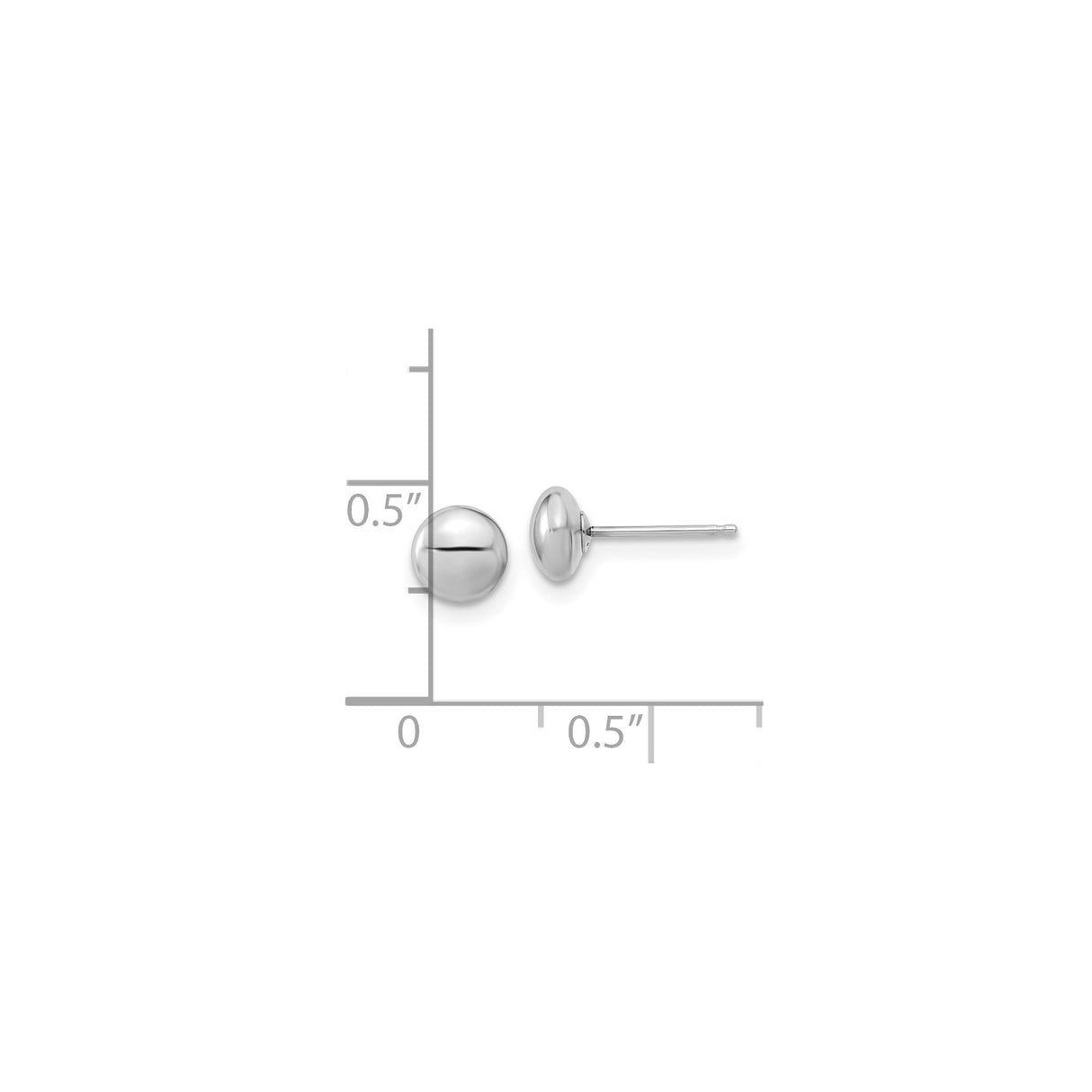14k White Gold Ball Stud Earrings, Minimalist Polished Dome Design for Women and Unisex Wear