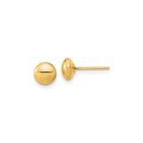 14k Yellow Gold Stud Earrings, Polished Dome Design, Minimalist Round Ball Style for Women
