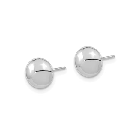 14k White Gold Dome Stud Earrings, High Polish Minimalist Round Style, Hypoallergenic Post Back