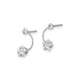 14k White Gold Star Shaped Front Back Earrings with Cubic Zirconia Accents