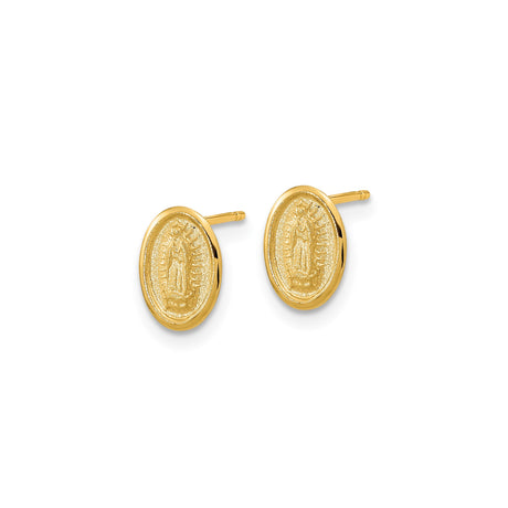 14K Yellow Gold Our Lady Guadalupe Religious Stud Earrings