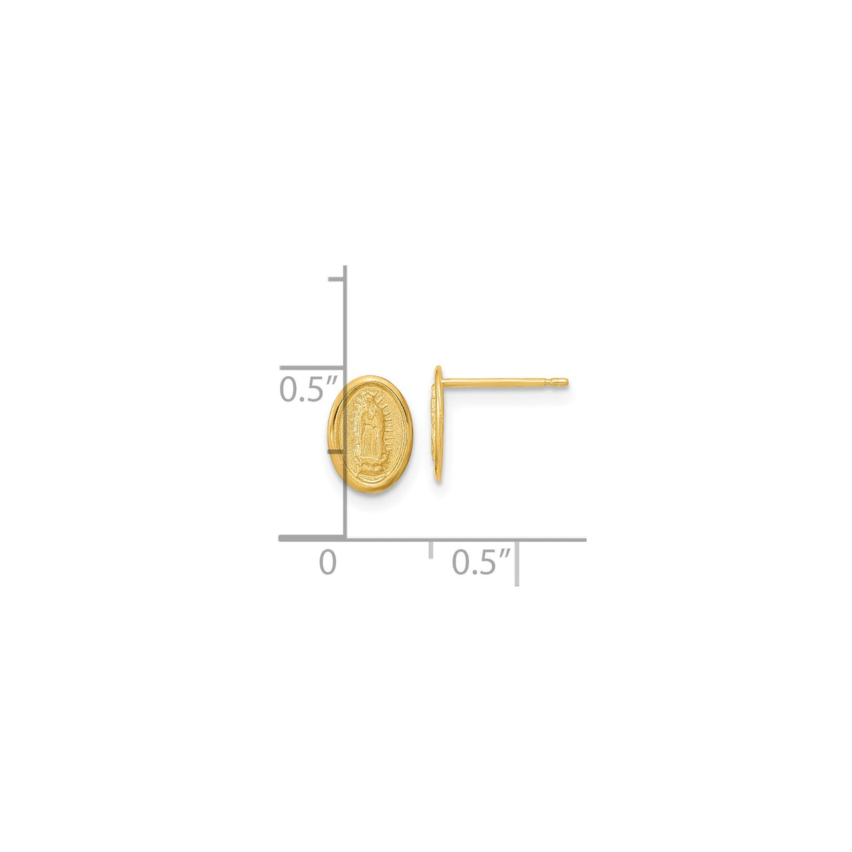 14K Yellow Gold Our Lady Guadalupe Religious Stud Earrings