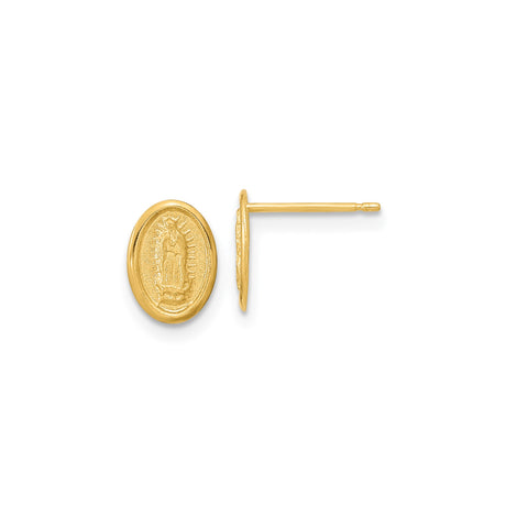 14k Yellow Gold Our Lady Guadalupe Stud Earrings for Women, Virgin Mary Religious Accessory, Catholic Faith Jewelry, Gold Religious Studs, Marian Symbol Earrings, Christian Devotion Jewelry
