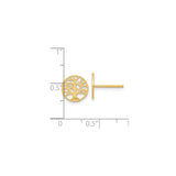14k Yellow Gold Tree of Life Stud Earrings with Openwork Design for Women