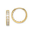 14k Yellow Gold Hoop Earrings with Round Cut Clear Gemstones, Channel Set Hinged Design