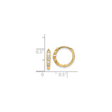 14k Yellow Gold Hoop Earrings with Five Bezel Set Clear Round Stones, Minimalist Huggie Design
