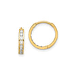 14k Yellow Gold Hoop Earrings with Round Cut Cubic Zirconia, Channel Set Polished Style