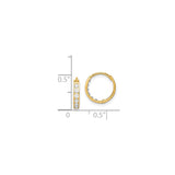 14k Yellow Gold Hoop Earrings with Channel Set Round Cut White Gemstones, Sleek Polished Design