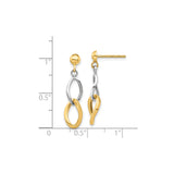 14k Two-Tone Gold Dangle Earrings with Interlocking Twisted Loops, Abstract Drop Design for Women
