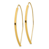 14k Yellow Gold Marquise Hoop Threader Earrings, Sleek Modern Elongated Drop Design
