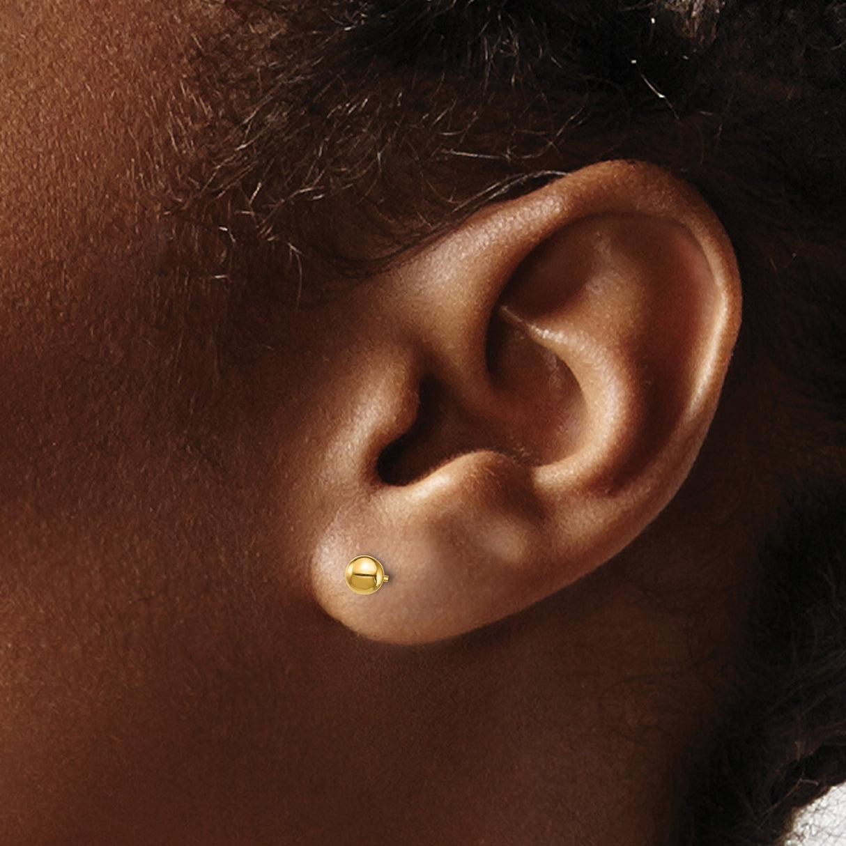 14k Yellow Gold Stud Earrings with Minimalist Bar and Ball Design, Lightweight Unisex Style