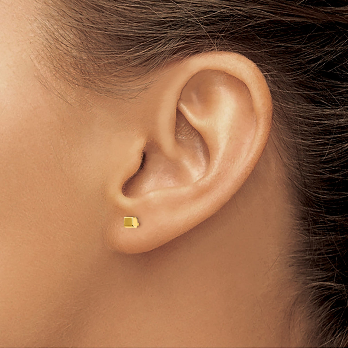 14k Yellow Gold Square Stud Earrings, Modern Minimalist Geometric Design for Women or Unisex Wear