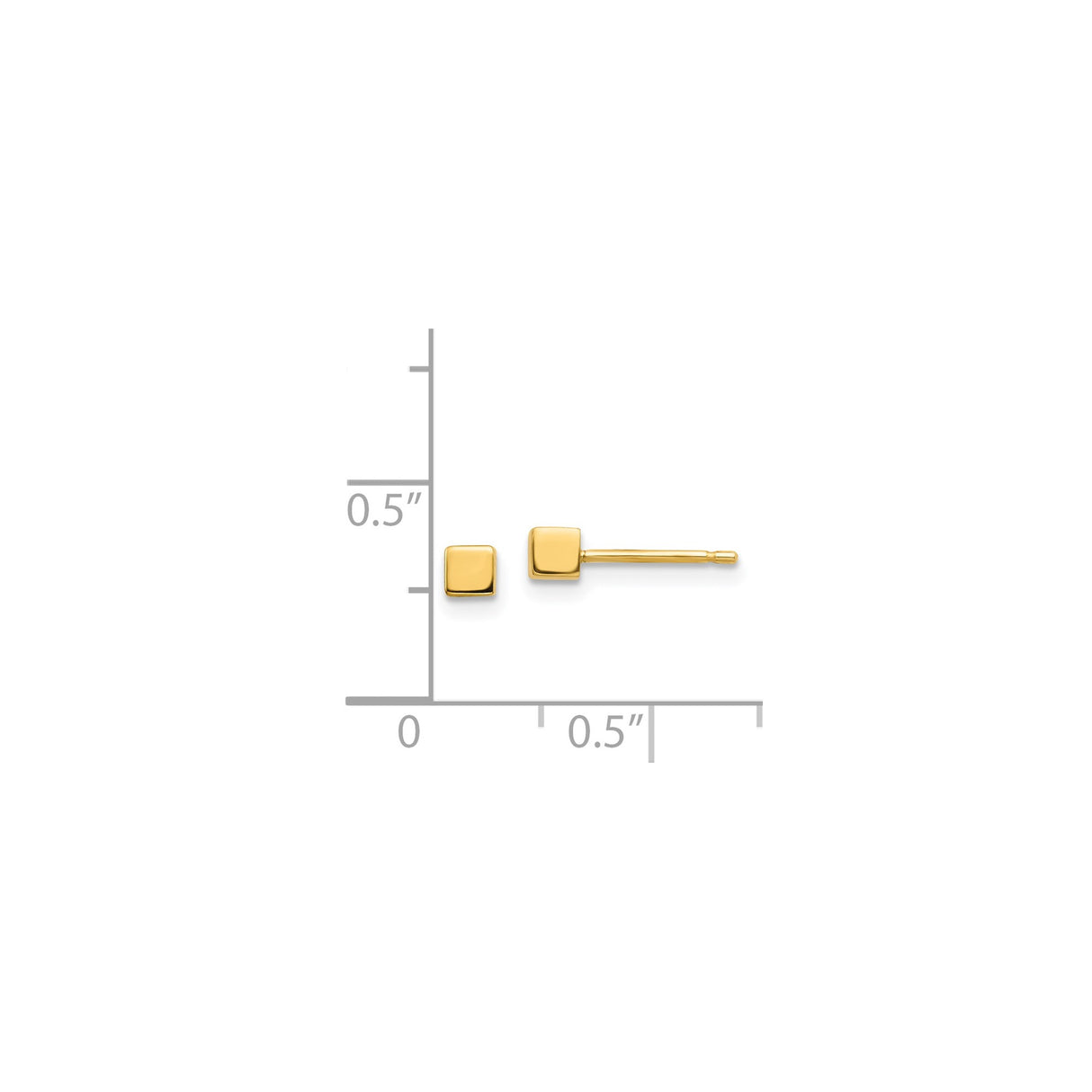 14k Yellow Gold Square Stud Earrings, Modern Minimalist Geometric Design for Women or Unisex Wear