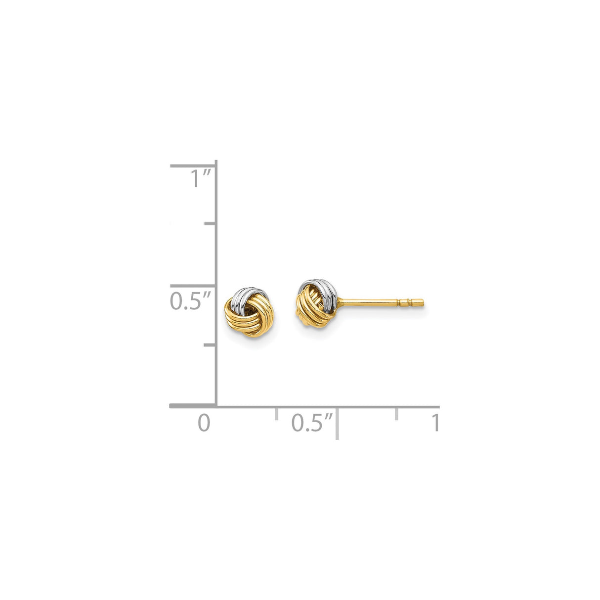 14K Yellow Gold And Rhodium Love Knot Stud Earrings