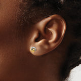 14K Yellow Gold and Rhodium Love Knot Stud Earrings