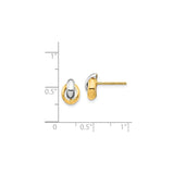 14k Yellow Gold Hoop Stud Earrings, Interlocking Oval Design, Two-Tone Minimalist Style