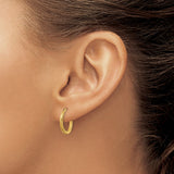 14k Yellow Gold Hoop Earrings, Diamond-Cut Textured with Polished and Satin Finish