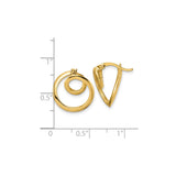 14k Yellow Gold Swirl Hoop Earrings, Modern Spiral Design, High Polish Finish, Lightweight Style