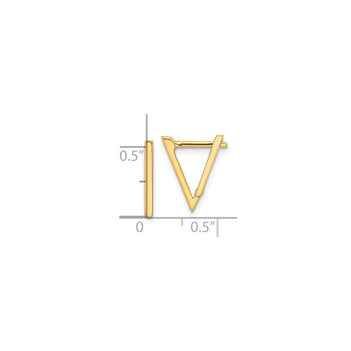 14k Yellow Gold Triangle Hoop Earrings, Geometric Huggie Hoops with Minimalist Design