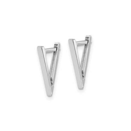 14k White Gold Triangle Hoop Earrings, Modern Geometric Minimalist Design for Women