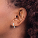 14k White Gold Triangle Hoop Earrings, Modern Geometric Minimalist Design for Women