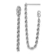 14k White Gold Rope Drop Earrings, Twisted Rope Design, Lightweight Dangle Style for Women
