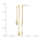 14k Yellow Gold Threader Earrings with Cubic Zirconia, Minimalist Linear Drop Design