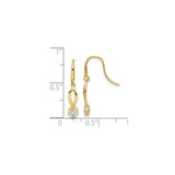 14k Yellow Gold Dangle Earrings with Cubic Zirconia, Open Marquise Ichthys Christian Design