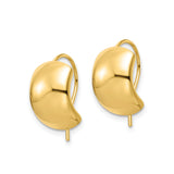 14k Yellow Gold Hoop Earrings with Polished Domed Design and Leverback Closures