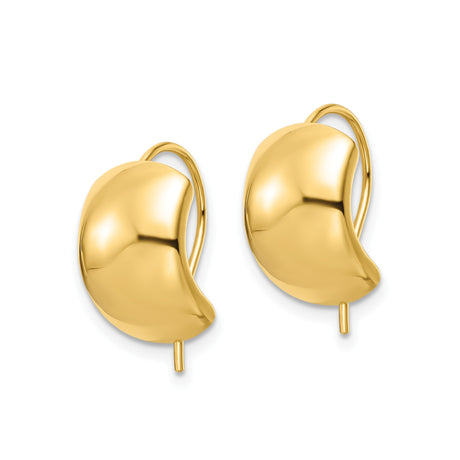 14k Yellow Gold Hoop Earrings with Polished Domed Design and Leverback Closures