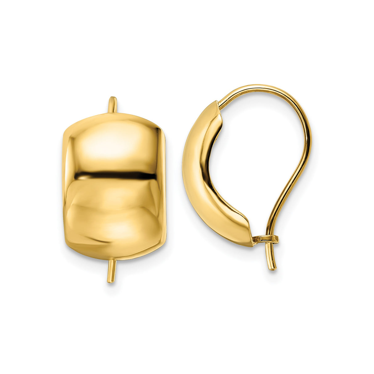 14k Yellow Gold Hoop Earrings with Polished Domed Design and Leverback Closures