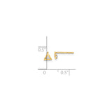 14k Yellow Gold Stud Earrings with Cubic Zirconia, Triangle Bezel Set, Minimalist Geometric Style