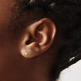 14k Tri-Color Gold Stud Earrings with Polished Yellow, White, and Rose Gold Spheres