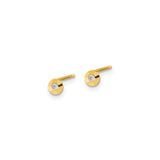 14k Yellow Gold Stud Earrings with Cubic Zirconia, Bezel Set Polished Disc Design