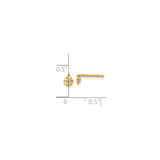 14k Yellow Gold Stud Earrings with Cubic Zirconia, Bezel Set Polished Disc Design