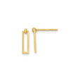 14k Yellow Gold Geometric Drop Earrings with Open Rectangle Bar Design, Modern Minimalist Style