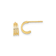 14k Yellow Gold Triple Hoop Stud Earrings, Sleek Modern Layered Design for Women